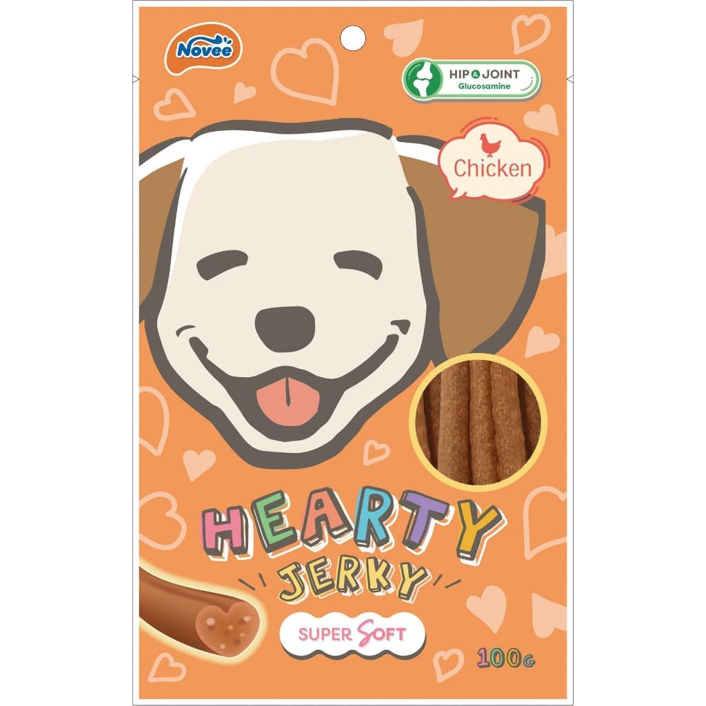 9213 Novee HEARTY JERKY CHICKEN - ฮาร์ทตี้เจอร์กี้ รสไก่ โนวี่ ขนาด100 กรัม ***1แถม1 49บาท รูปที่ 2