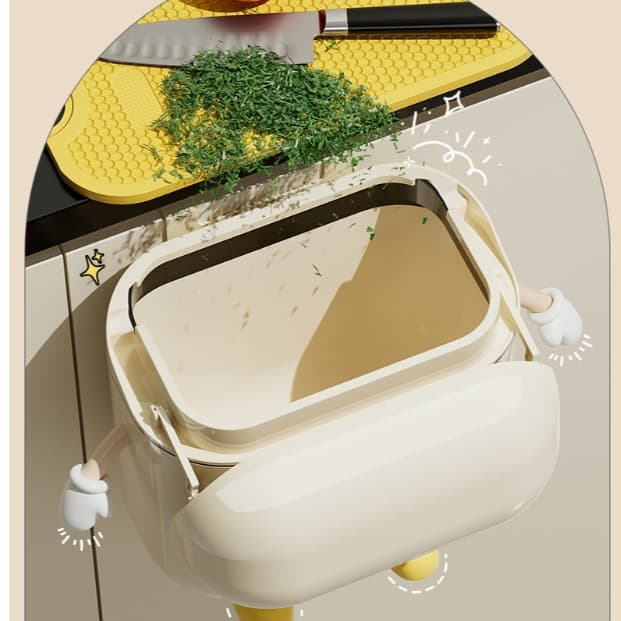 UFORU ถังขยะแขวน ถังขยะแบบติดผนัง กันน้ำมีฝาปิด พร้อมตกแต่งการ์ตูน DIY สไตล์มินิมอล น่ารักสุดๆ กล่องใส่ของอเนกประสงค์ รูปที่ 4