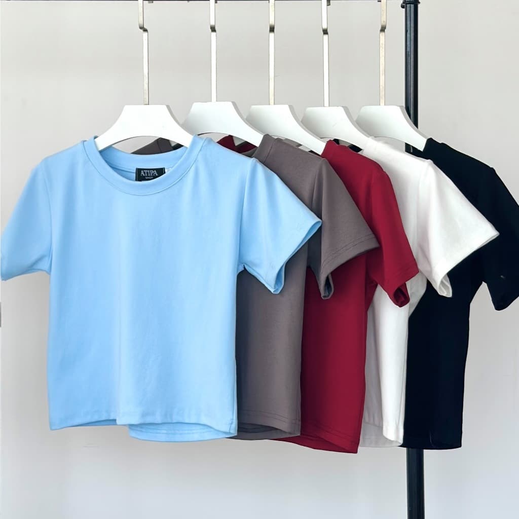 Atipashop - BECCA TOP เสื้อยืด แขนสั้น คอกลม ผ้ายืด เนื้อยุ้มเด้ง ใส่สบาย รูปที่ 3