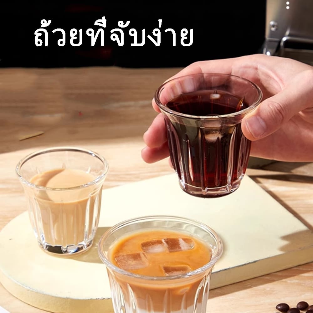 พร้อมจัดส่ง｜ ถ้วยกาแฟ อิตาเลี่ยนเอสเปรสโซสกัดแก้วลาเต้ถ้วยออสเตรเลียสีขาวอารมณ์ทนความร้อนถ้วยแก้ว glass รูปที่ 7