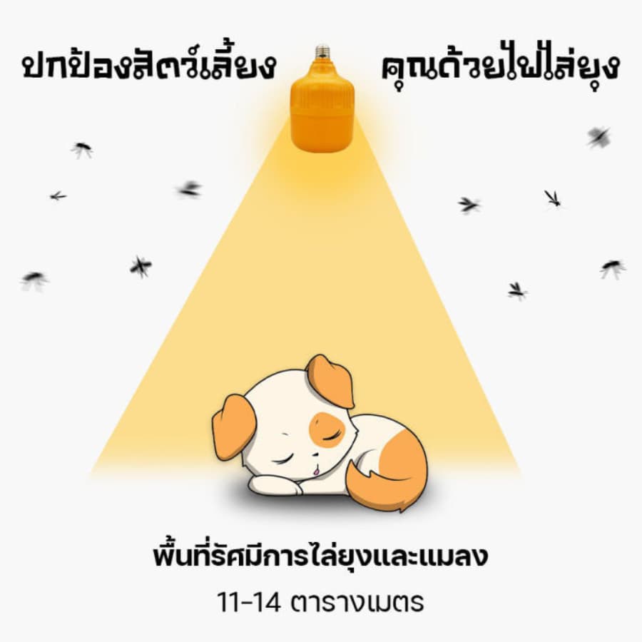 หลอดไฟ LED ไล่ยุงและแมลง แสงสีส้มแดง ไฟคอกวัว ใช้ไฟบ้าน 220V ขั้วE27 Anti-Mosquito 4 ขนาด 45/65/85/125W รูปที่ 9