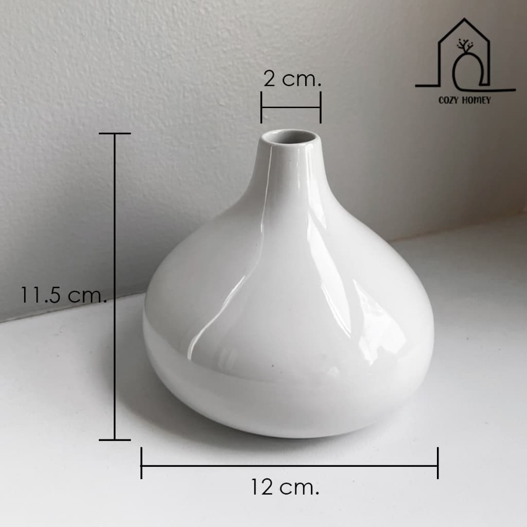 แจกันเซรามิก ทรงกลม ของแต่งบ้านมินิมอล | Ceramic Vase - Cozy Homey รูปที่ 4