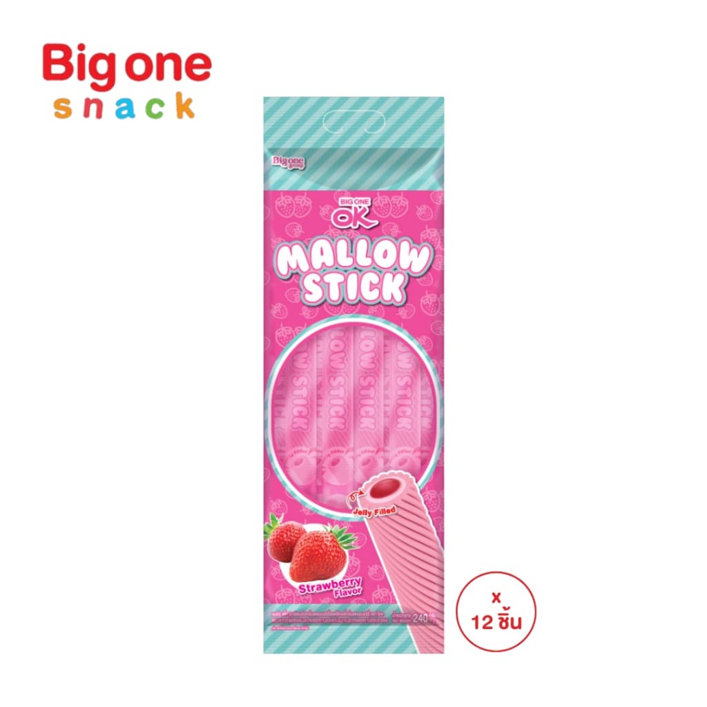 โอเค แมลโลสติ๊ก มาร์ชแมลโลกลิ่นผลไม้สอดไส้เจลลี่​240ก.​ OK MallowStick Marshmallow Fruit Flavor with Jelly Filling 240g. รูปที่ 3