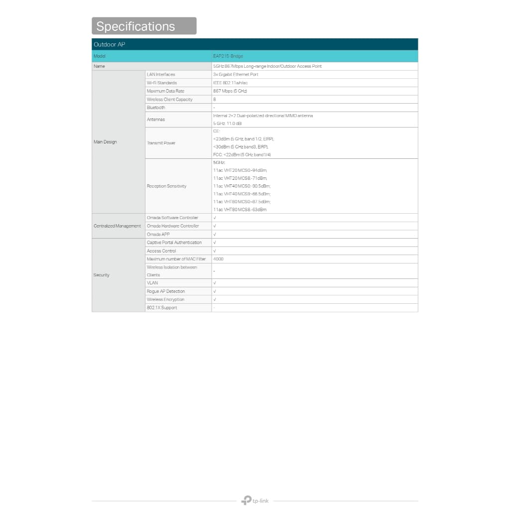 TP-Link EAP215-Bridge KIT V3.2 ฟรี PoE Adapter Omada ชุดบริดจ์ไร้สาย 867 Mbps 5 กม. IP65 Outdoor รูปที่ 9