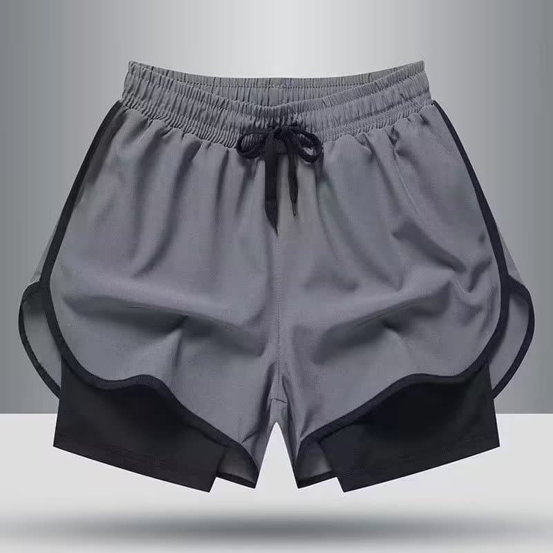 M-3XLกางเกงวิ่งขาสั้น 2 in1 ซับในเนื้อผ้าเย็น กางเกงออกกำลัง กางเกงกีฬาขาสั้น รูปที่ 5