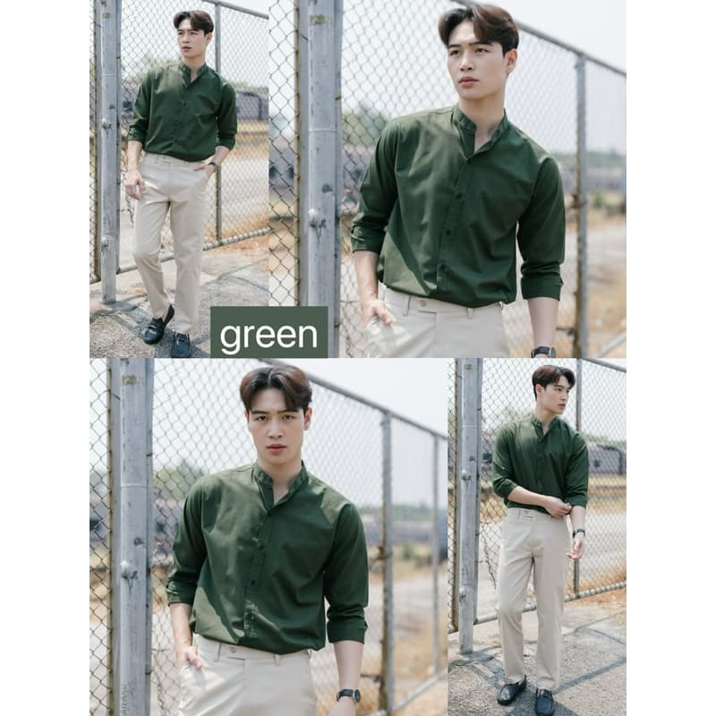 เสื้อเชิ้ตแขนยาวคอจีน เชิ้ตคอจีน ผ้าOXFORD หลากสี คอจีนแขนยาว รูปที่ 8