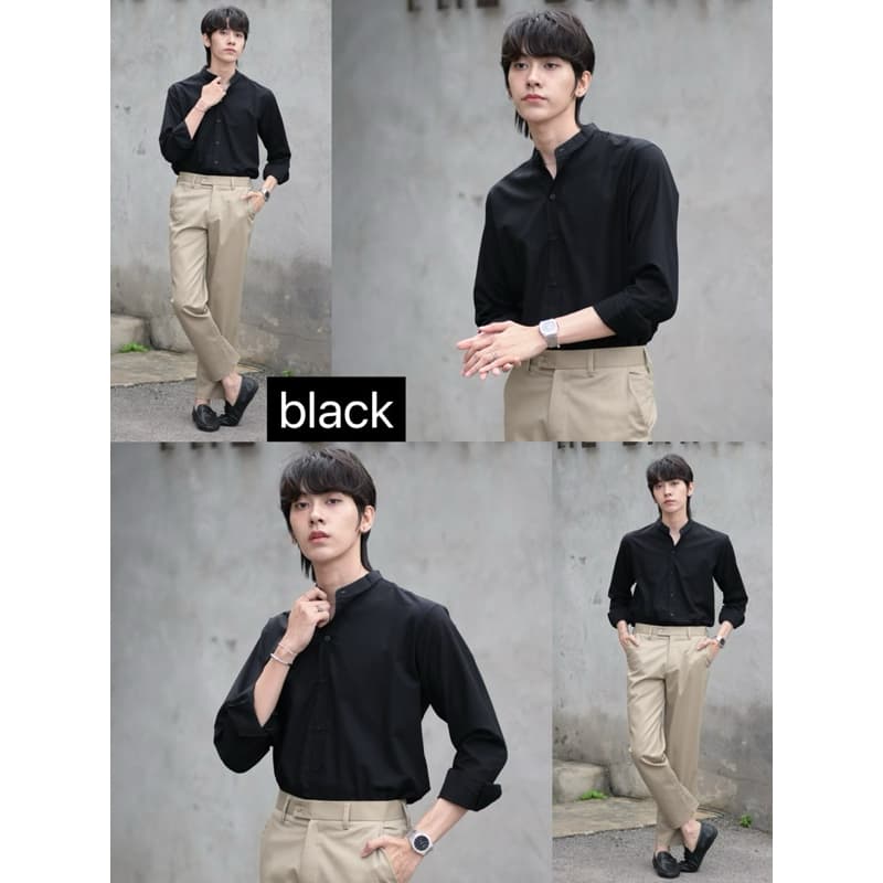 เสื้อเชิ้ตแขนยาวคอจีน เชิ้ตคอจีน ผ้าOXFORD หลากสี คอจีนแขนยาว รูปที่ 2