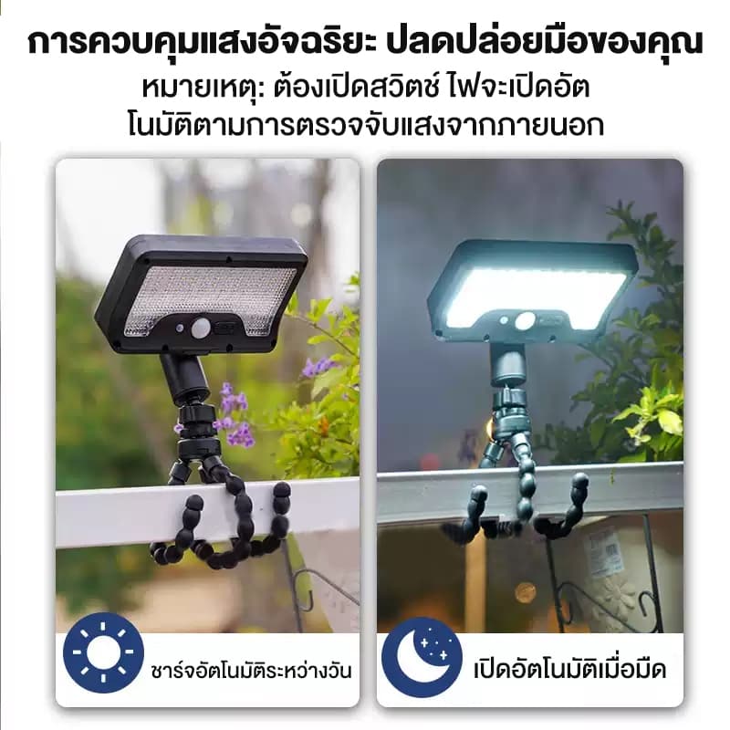 โคมไฟสนาม ไฟโซล่าเซลล์ LED แสงขาว/เหลือง ส่องต้นไม้และสวน พลังงานแสงอาทิตย์ รูปที่ 9
