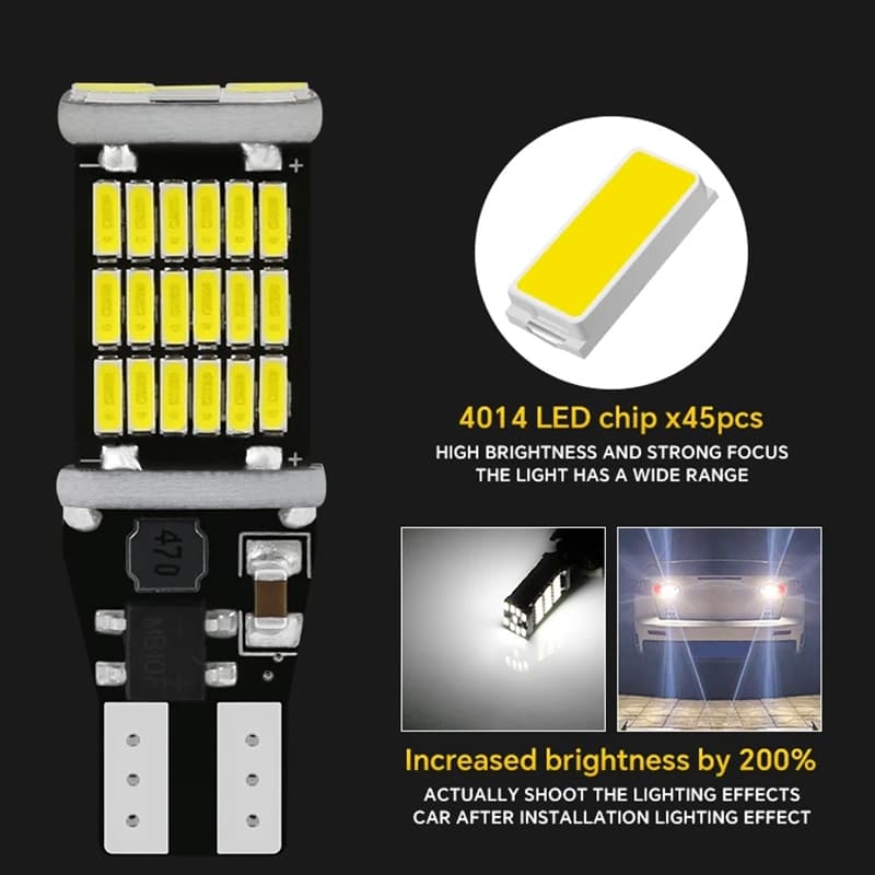 ประเทศไทย 24 ชั่วโมงT10/T15 หลอดไฟเลี้ยวไฟหรี่ LED 45 ชิป ใช้ได้กับรถยนต์มอเตอร์ไซค์ ความสว่างสูง พิเศษ รูปที่ 3