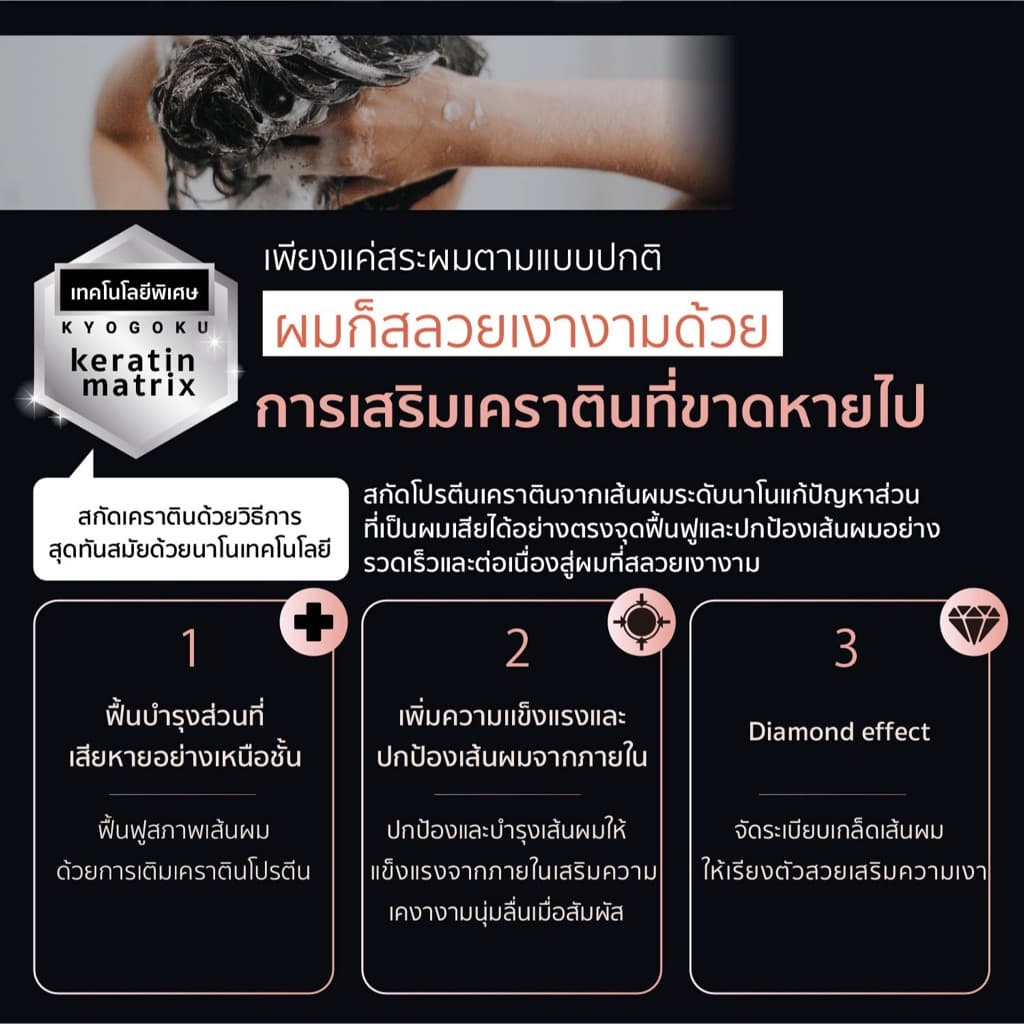 kyogoku Keratin Treatment Conditioner ทรีทเม้นท์เคราตินฟื้นฟูผมเสีย แก้ผมแห้งแตกปลาย ผมนุ่มเงางาม ปกป้องUV ไม่มีซิลิโคน รูปที่ 2