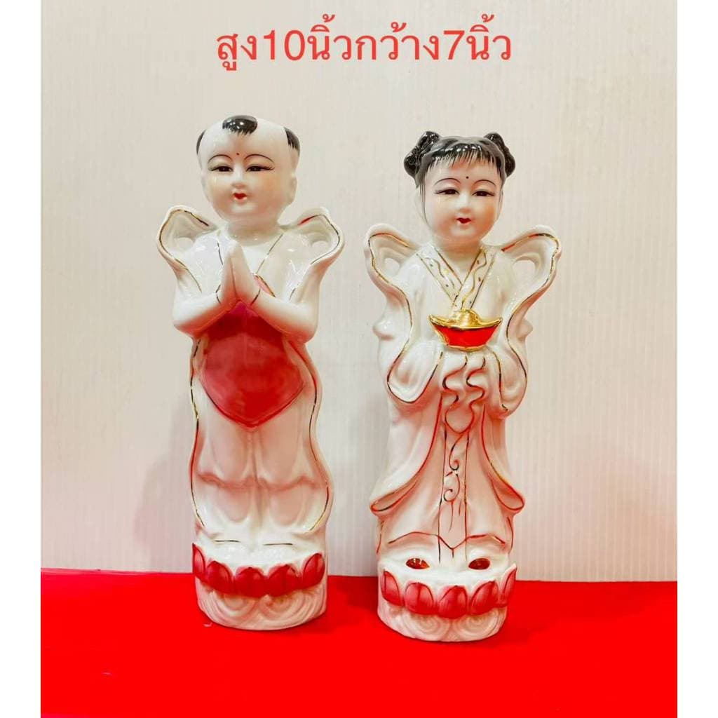 กิมท้ง เง็กนึ่ง เด็กคู่ บริวารเจ้าแม่กวนอิม ศิษย์เจ้าแม่กวนอิม พระโพธิสัตว์ กระเบื้อง สูง 4 / 6 / 7 / 8 / 10 นิ้ว รูปที่ 9
