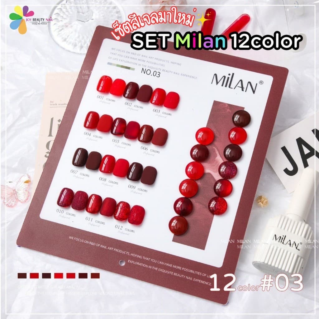 Set สีเจล MILAN 12สี โทนสียอดฮิต โทนแดง พาสเทล สีไซรัป ฟ้า น้ำตาล สีซัมเมอร์ รูปที่ 5