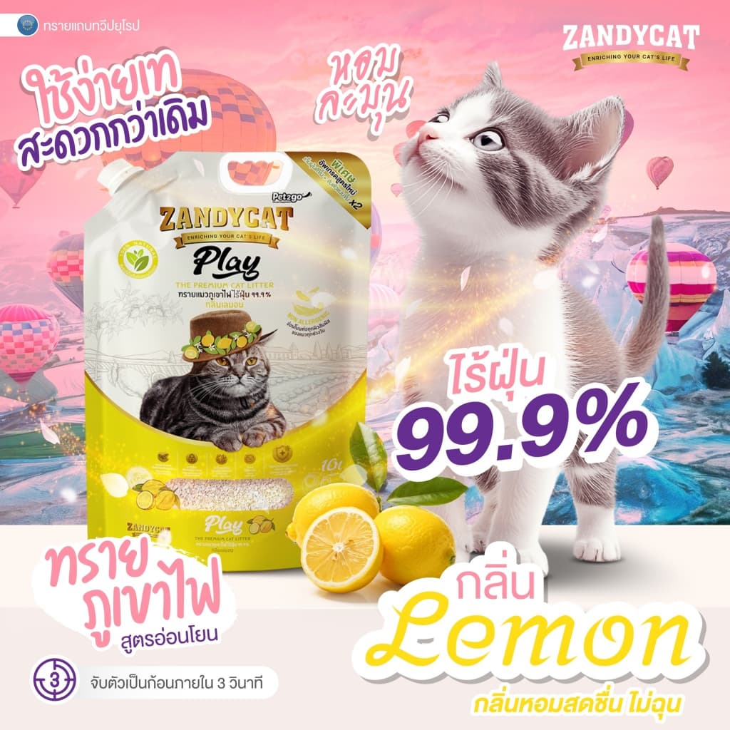 ทรายแมวภูเขาไฟ ZANDYCAT ทรายเบนโทไนต์ มีขนาด 6,10,12 ลิตร ทรายภูเขาพรีเมียม ไร้ฝุ่น เก็บกลิ่นดี จับตัวเป็นก้อนแน่น รูปที่ 6