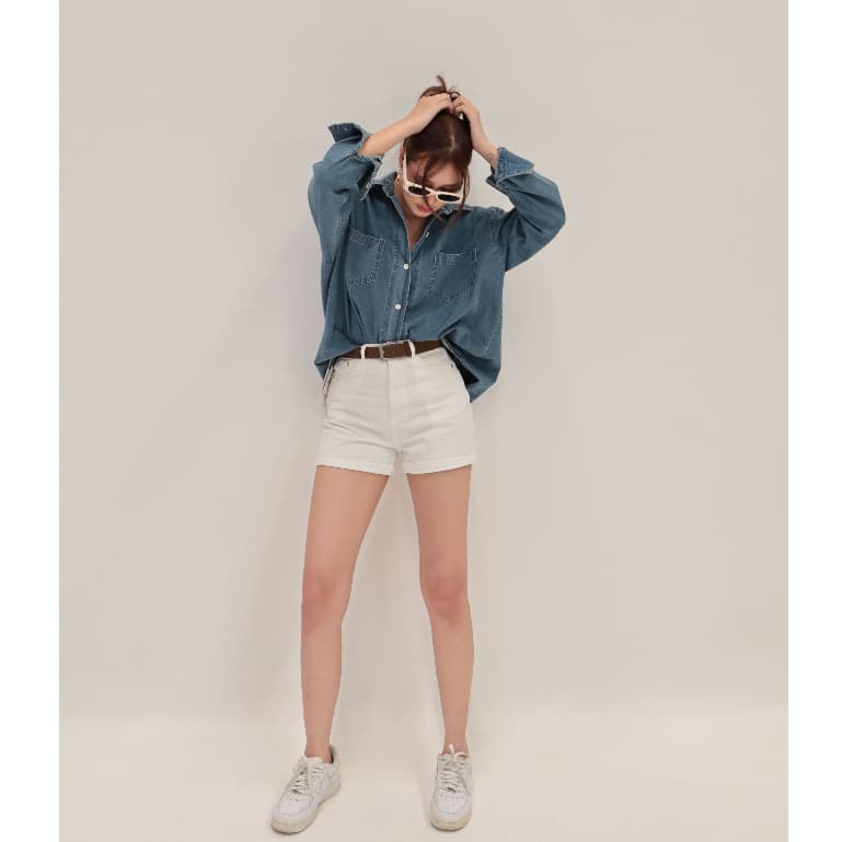 เสื้อเชิ้ตยีนส์ Nammon Jeans C40-C41ผ้ายีนส์ญี่ปุ่นแขนยาว 2 กระเป๋าหน้า Unisex รูปที่ 6