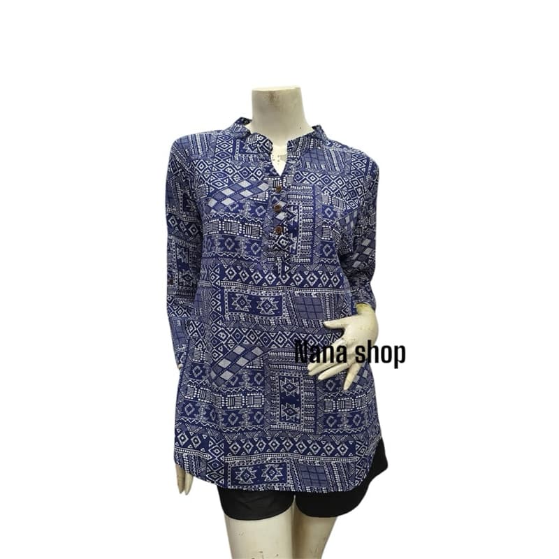 Nana shop18806 เสื้อสตรีผ้าสปันพิมม์ลาย38”-46”ผ้านิ่ใมใส่สบาย รูปที่ 5