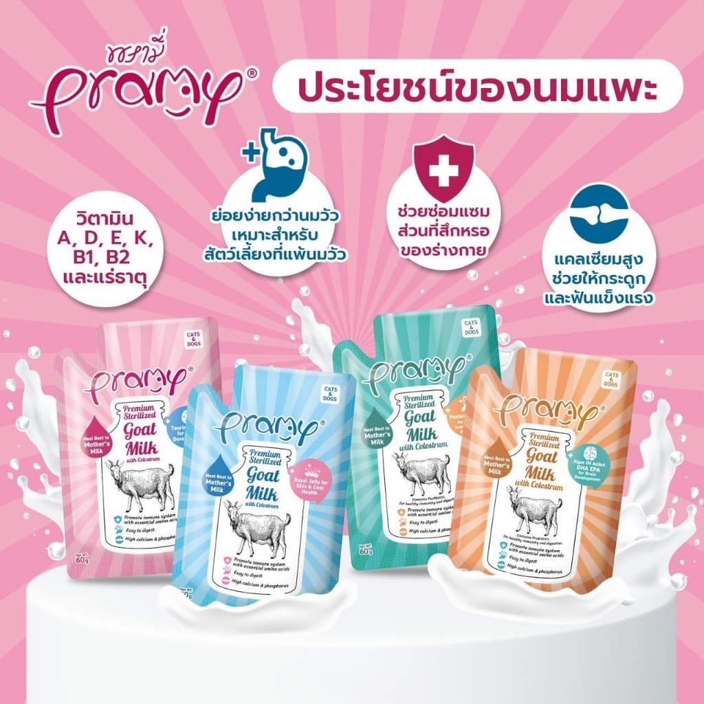 Pramy Goat Milk น้ำนมแพะ Grain Free สำหรับสุนัข+แมว ผสมนมน้ำเหลือง ขนาด 60g อ่านรายละเอียดก่อนสั่งซื้อ รูปที่ 4