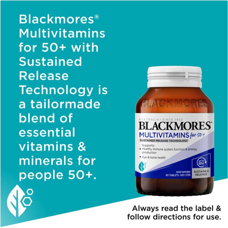 Blackmores Multivitamin For Men, 50+ Sustained Release 60 Tablets วิตามินรวมสำหรับผู้ชาย และวัย 50+ รูปที่ 7