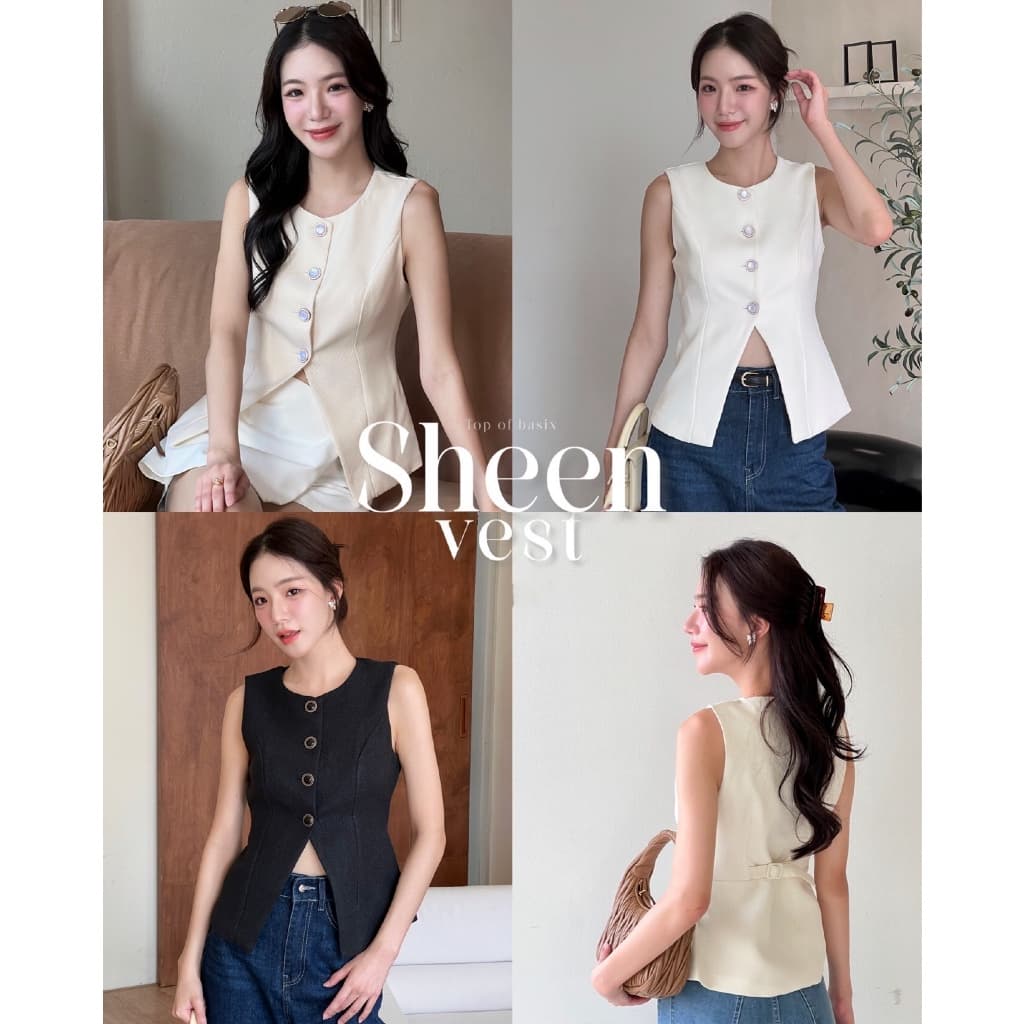 TOPBASIX - Sheen vest top เสื้อกั๊กกระดุมมุก รูปที่ 1