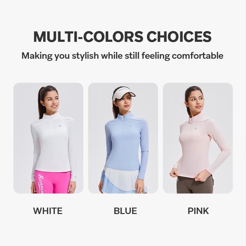 Cosleaf เสื้อแขนยาวสลิมฟิตทรงสปอร์ตเรียบหรู มีซิปครึ่งตัว กันUV ผ้าเย็นแห้งไวไม่อับชื้น ต้านกลิ่น ใส่สบายทุกกิจกรรม รูปที่ 5