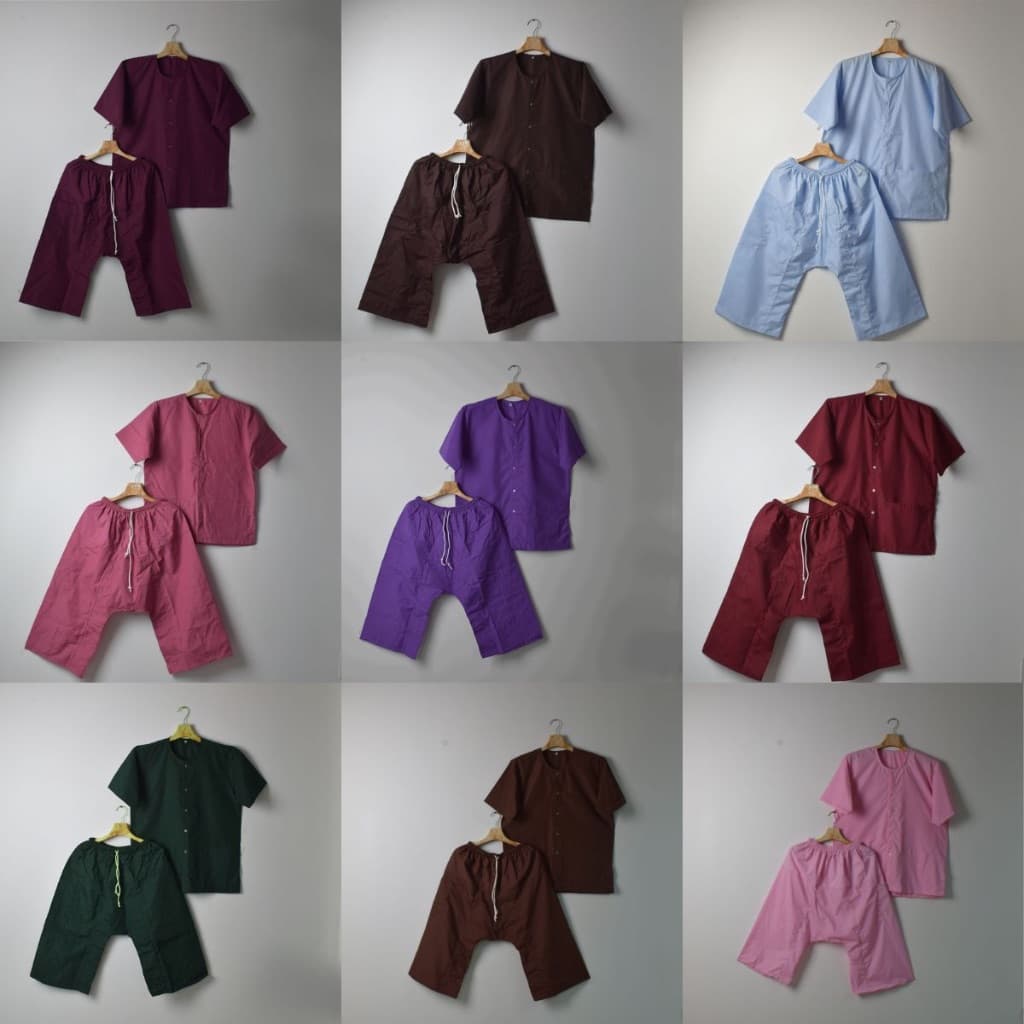 ชุดนวด ชุดสปา ชุดคนไข้ เสื้อกระดุมหน้า + กางเกงยางยืดขาสั้นยาว 30" ไซซ์ S–4XL รับปัก-สกรีน รูปที่ 3