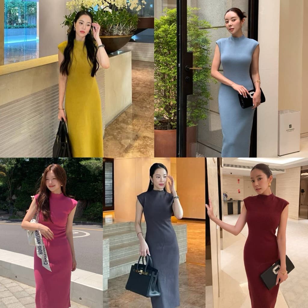 LITAS : YURIN DRESS เดรสคอปีน เเขนล้ำ เดรสทำงาน เดรสเรียบหรู รูปที่ 1