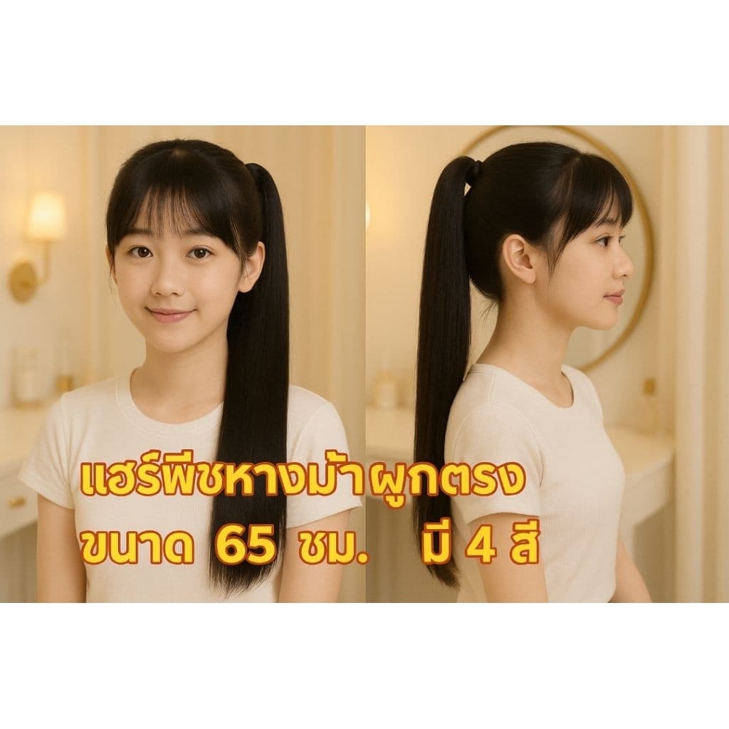 ลดทั้งร้านแฮร์พีชหางม้าผูกตรงพรีเมี่ยม 65 ซม.ไหมนุ่ม สวย ดูเป็นธรรมชาติสุดๆ ไม่หนัก มี 4 สี รูปที่ 2
