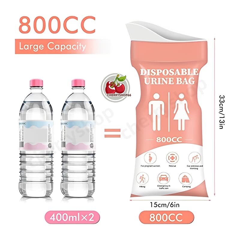 รุ่นใหม่! ถุงฉี่ฉุกเฉิน ถุงฉี่พกพาผู้หญิง ถุงฉี่ 800ml ฉุกเฉิน แบบพกพา เหมาะสำหรับผู้ใหญ่และเด็กเล็ก ซิปล็อคกลิ่นไม่รั่ว รูปที่ 8