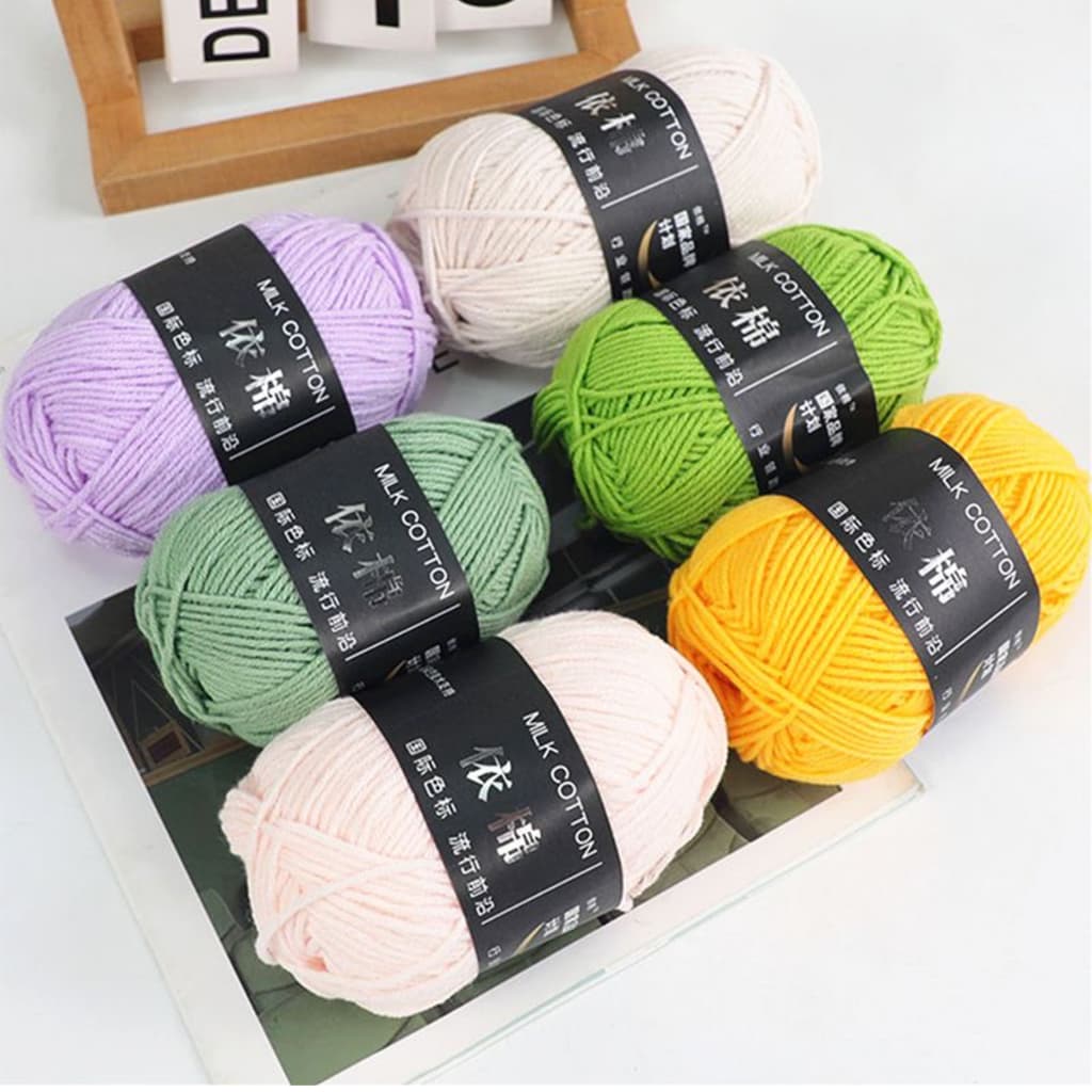 ไหมพรมคอตตอนนม 4ply น้ำหนัก50กรัม milk cotton yarn ไม่ระคายผิว จากไทย รูปที่ 8