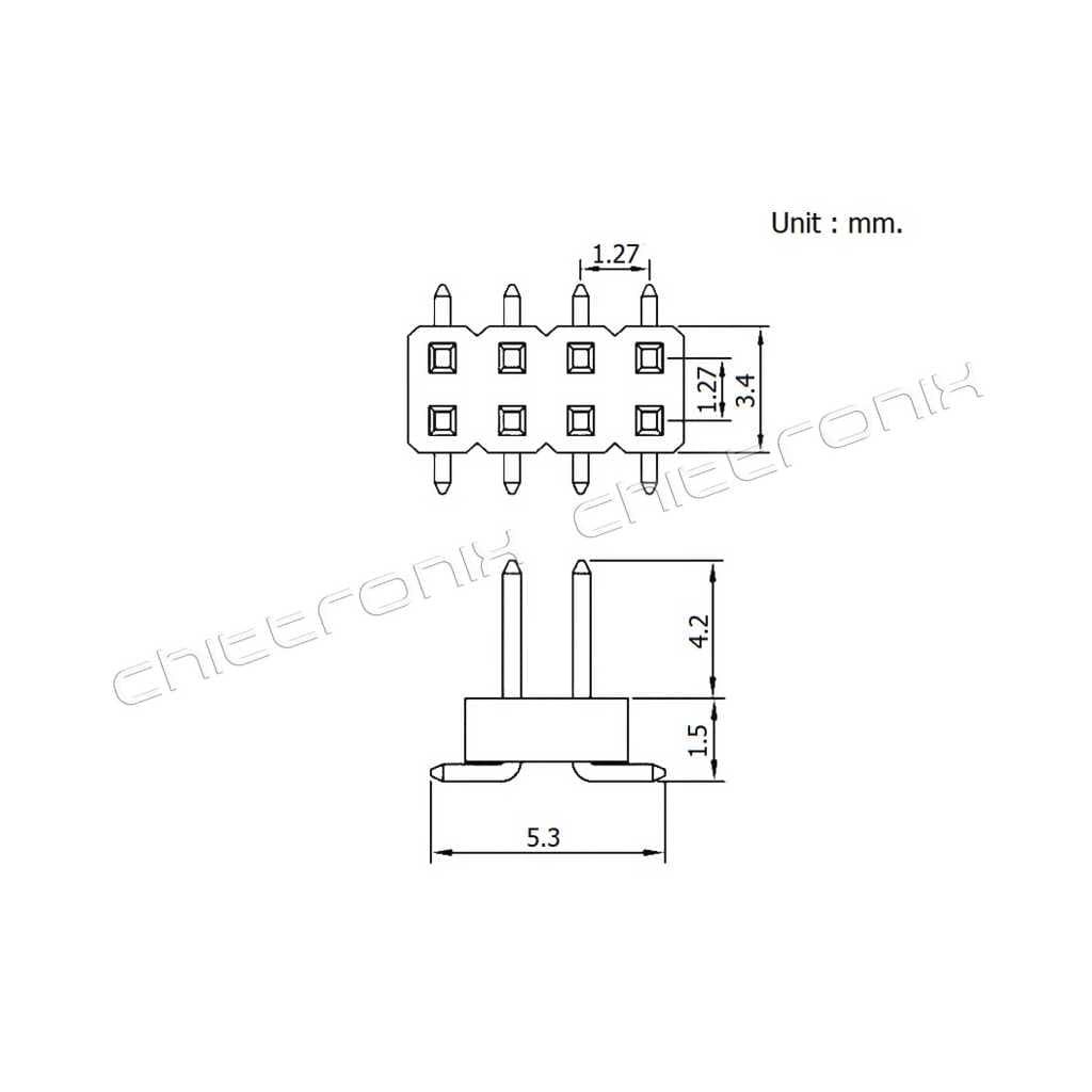 Pin Header 1.27 mm. 8 ขา 2 แถว ตัวผู้ ตัวเมีย รูปที่ 5