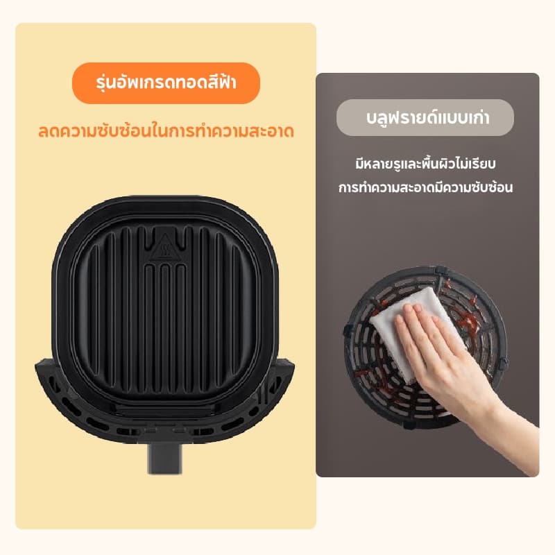 HAN RIVER หม้อทอดไร้น้ำมัน 8 ลิตร อเนกประสงค์ Air fryer ควบคุมลูกบิดคู่ หน้าต่างโปร่งใส รับประกัน 1ป รูปที่ 6