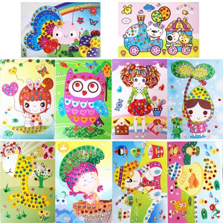 DIYติดภาพด้วยสติ้กเกอร์สี ของเล่นงานประดิษฐ์ ศิลปะงานประดิษฐ์เด็ก ของเล่นฝึกสมาธิ ฝึกกล้ามเนื้อมัดเล็ก แปะเพชร รูปที่ 9