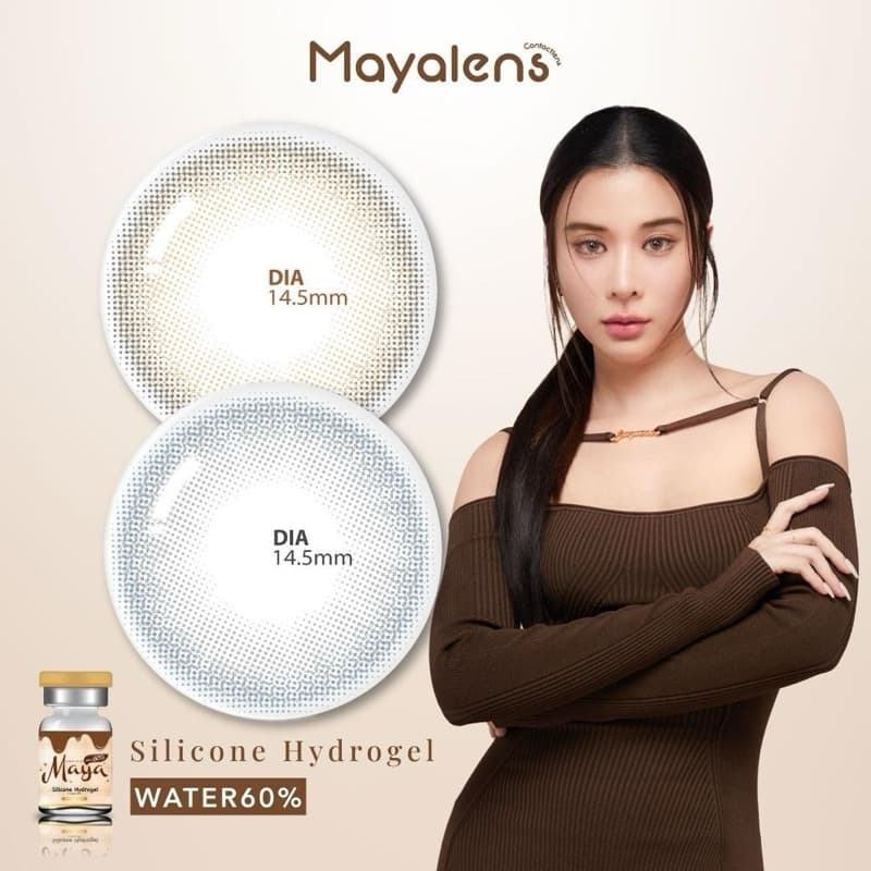 รุ่นเก้า เลนส์ซิลิโคนไฮโดรเจล ⭐ คอนแทคเลนส์ Mellow Brown / Gray ขนาดกลาง ค่าอมน้ำสูง รูปที่ 4
