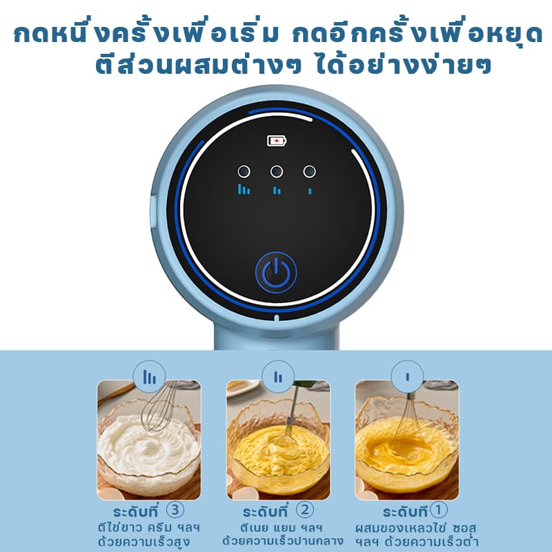 ฟรีที่แยกไข่แดง เครื่องตีไข่ไฟฟ้า เครื่องปั่นผสมแป้งไฟฟ้า ปรับได้3เกียร์ หัวตี2แบบ เครื่องผสมอาหาร เครื่องตีไข่ ไข่ไฟฟ้า รูปที่ 4