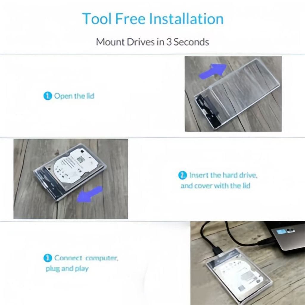 USB3.0 ถึง SATA3.0 กล่องเก็บฮาร์ดดิสก์ภายนอกพร้อมสายเชื่อมต่อ SATA เป็น USB รูปที่ 8