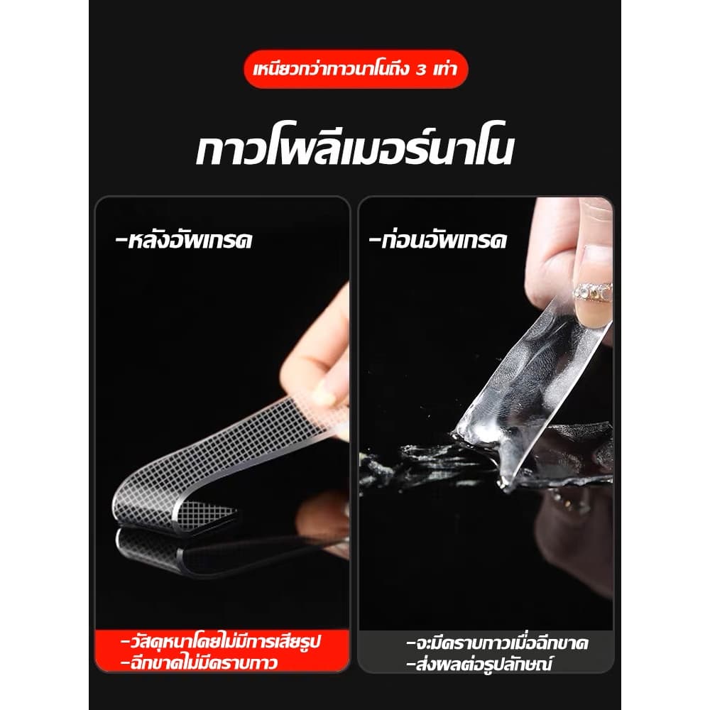 COZII เทปนาโน 1,3,5 เมตร ขนาดกว้าง 3ซม กาว 2หน้า ใสสารพัดประโยชน์ เทปกาว กันน้ำ ตกแต่ง รูปที่ 2