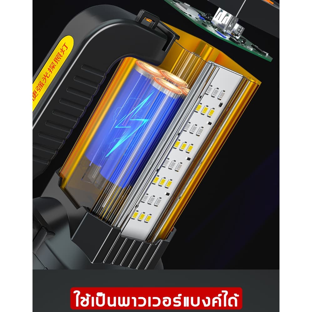 รับประกัน 10 ปีZ15 ไฟฉายแรงสูง ไฟฉายสปอตไลท์Led แสงยิงไกลถึง9000เมตร ไฟฉายอลูมิเนียม ไฟด้านข้าง+ไฟเตือนแดงกับน้ำเงิน รูปที่ 8