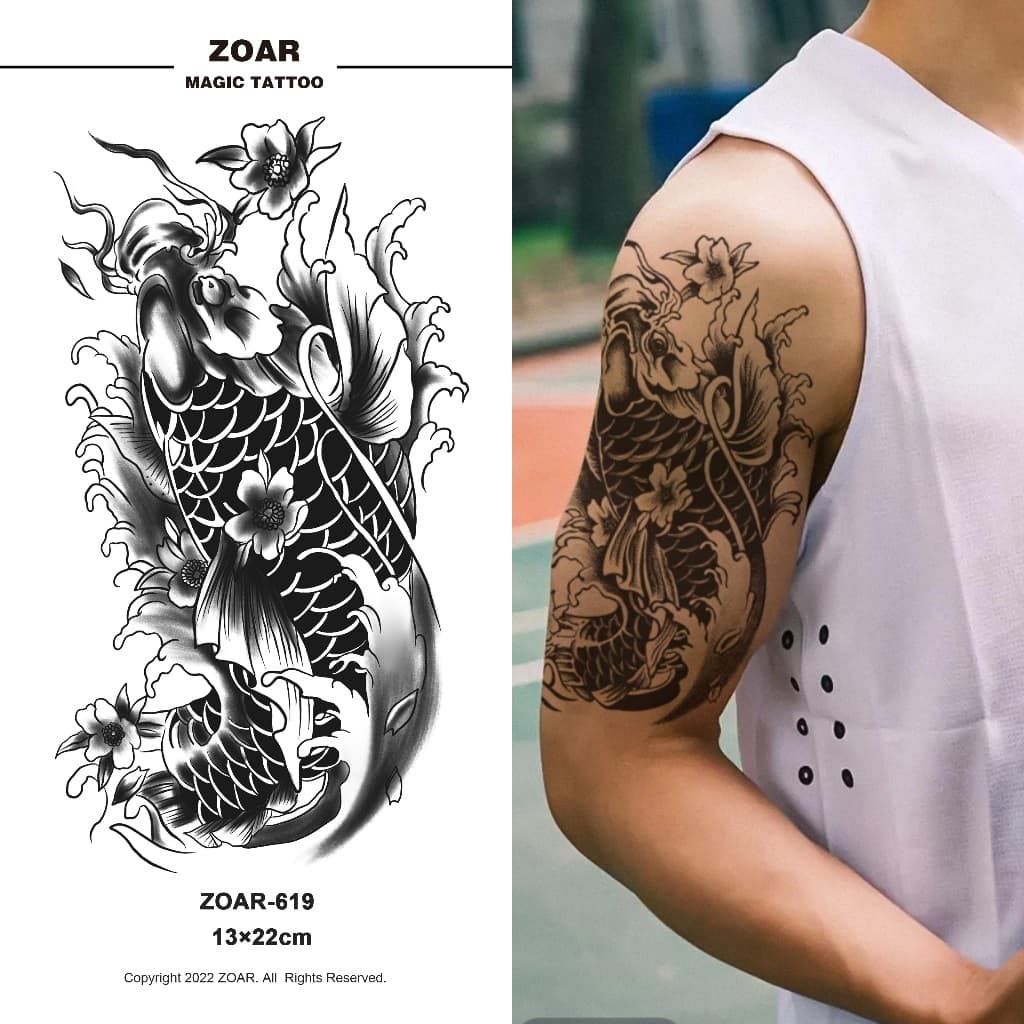 COD ส่งจากไทยแทททู ZOARL19 Magic tattoo สติ๊กเกอร์รอยสัก กันน้ำรอยสัก ลายสัก 15 วัน สีดำ รูปที่ 5