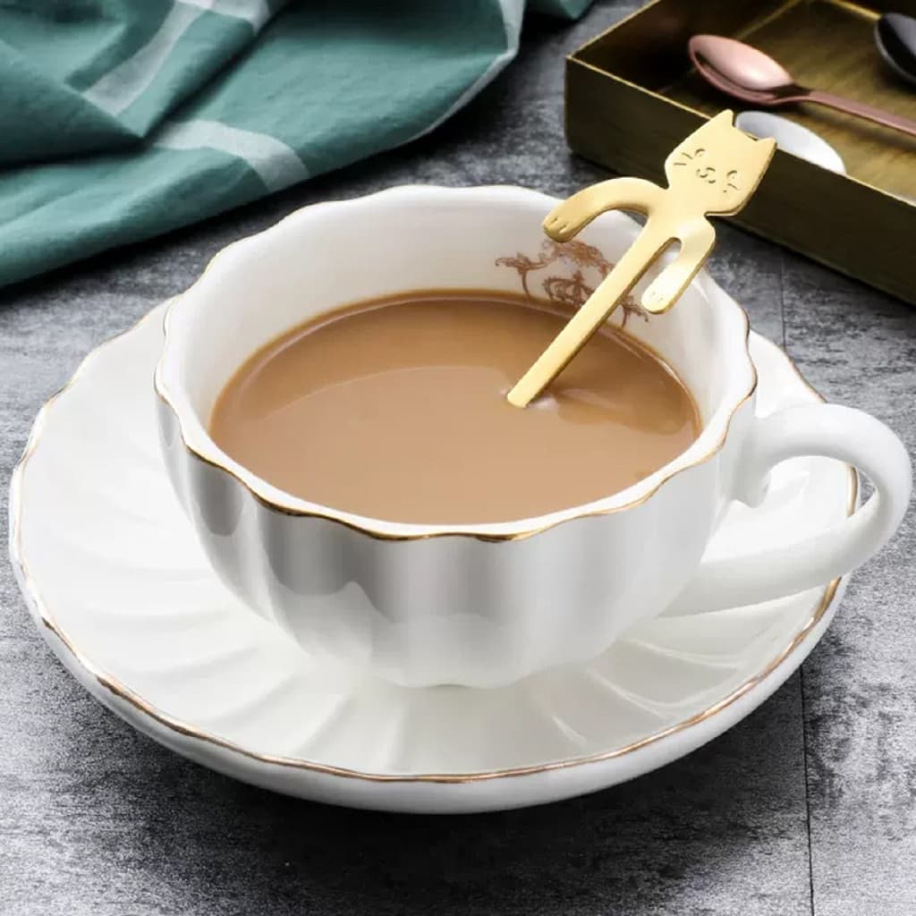 Alechaung ช้อนกาแฟ Coffee spoon แมวเกาะแก้ว สเตนเลส รูปแมวน่ารัก สำหรับแก้วกาแฟ วัสดุสเตนเลส รูปที่ 4