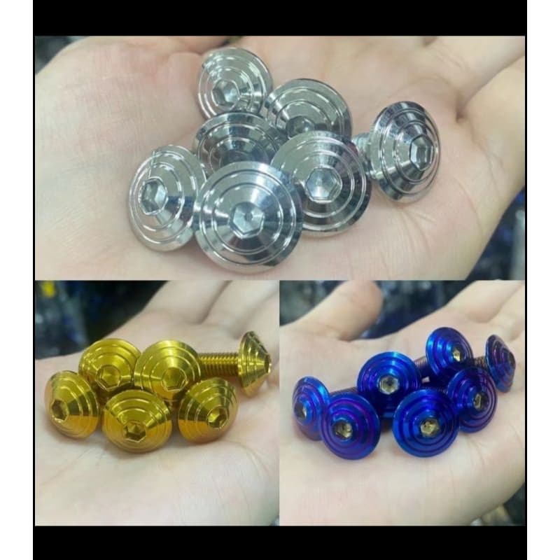 น๊อตฝากันร้อน2+ปลายท่อ3-รุ่น PCX 160-150 สแตนเลส สีทอง-เงิน-ไทเท รูปที่ 6