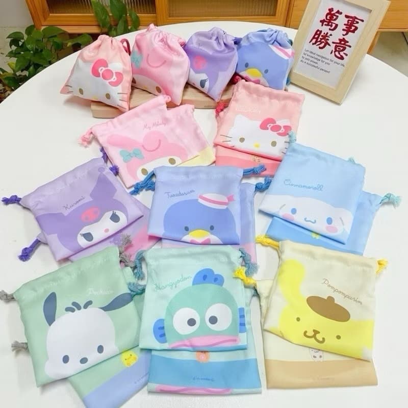 กระเป๋าผ้าหูรูดลายการ์ตูน Sanrio กระเป๋าถุงผ้า กระเป๋าหูรูด จุของได้ดี ประหยัดพื้นที่ มีลายเยอะ รูปที่ 1