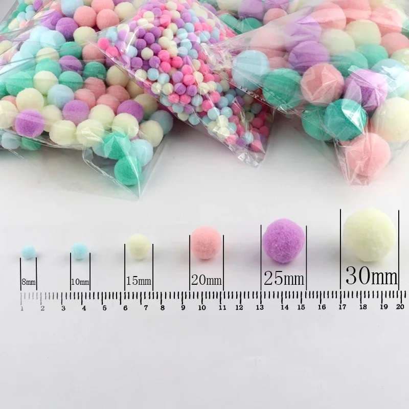 ปอมปอมคละสี เนื้อกำมะหยี่ 100 ชิ้น/แพ็ค สําหรับทําเครื่องประดับ งานฝีมือ DIY รูปที่ 3