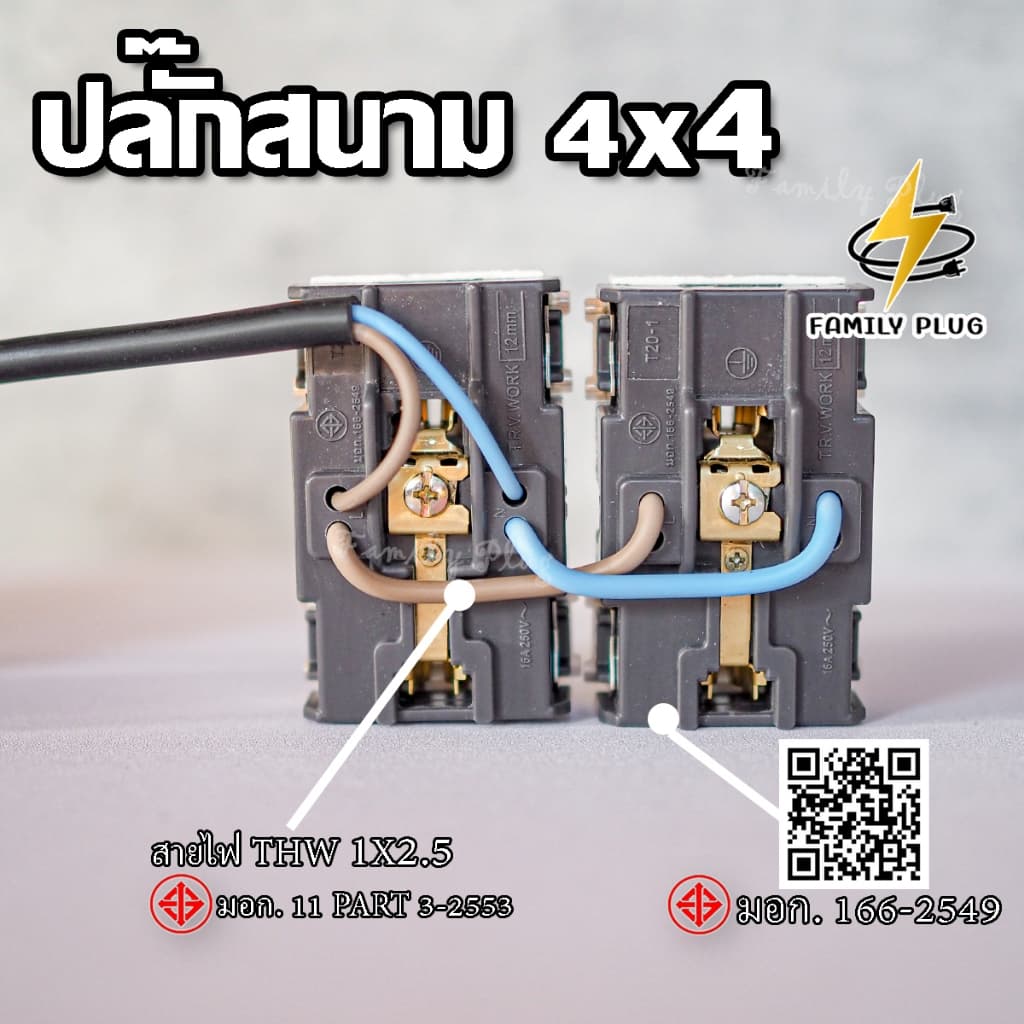ปลั๊กสนามสายไฟVCT2x1sq.mm. ยาว 2-30เมตร ปลั๊กสนามบล็อกยาง4x4 รองรับไฟสูงสุด 3000วัตต์ รูปที่ 3