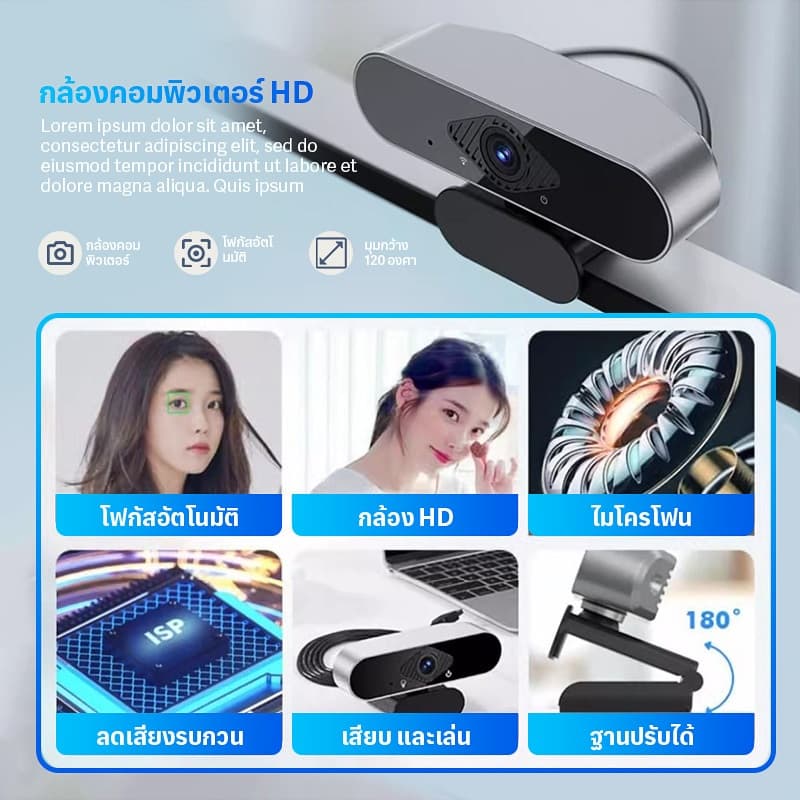 4K HD กล้องคอมพิวเตอร์ ออโต้โฟกัสด้วยไมโครโฟน 120 องศาเว็บแคมมุมกว้างสำหรับพีซี / แล็ปท็อป / การประชุมทางวิดีโอ / ห้องเร รูปที่ 3