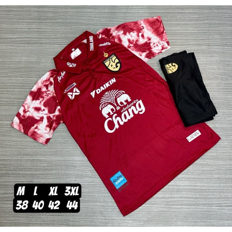 ชุดกีฬาคนโตเสื้อกับกางเกงปักโลโก้ทีมชาติไทยผ้าโพลีเอสเตอร์สีสดใสส่วมใส่สบายระบายอากาศได้ดี รูปที่ 6