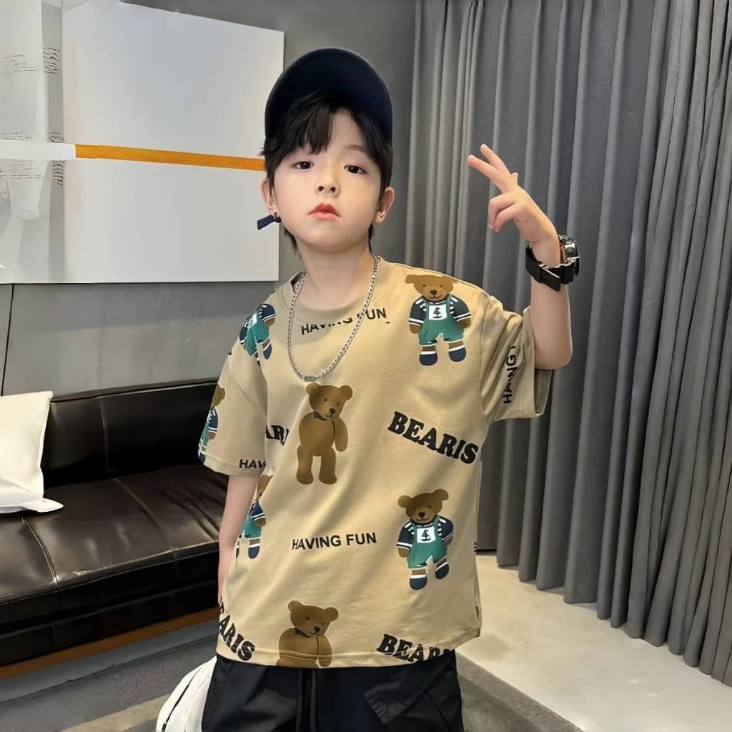 Beryl kidsเสื้อยืดแขนสั้นเด็กเสื้อคอกลมแฟชั่นฤดูร้อน หลวมและลำลอง พิมพ์การ์ตูน เสื้อเด็กชายหล่อๆ รูปที่ 2