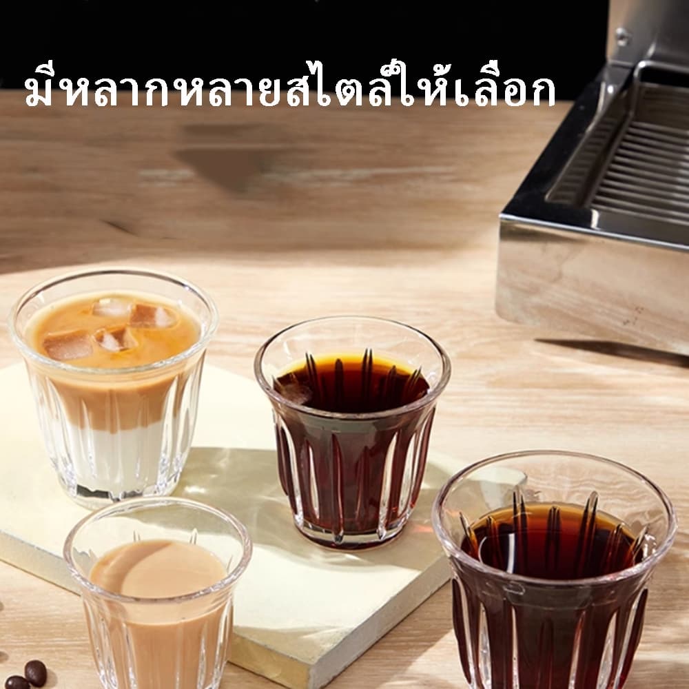พร้อมจัดส่ง｜ ถ้วยกาแฟ อิตาเลี่ยนเอสเปรสโซสกัดแก้วลาเต้ถ้วยออสเตรเลียสีขาวอารมณ์ทนความร้อนถ้วยแก้ว glass รูปที่ 5