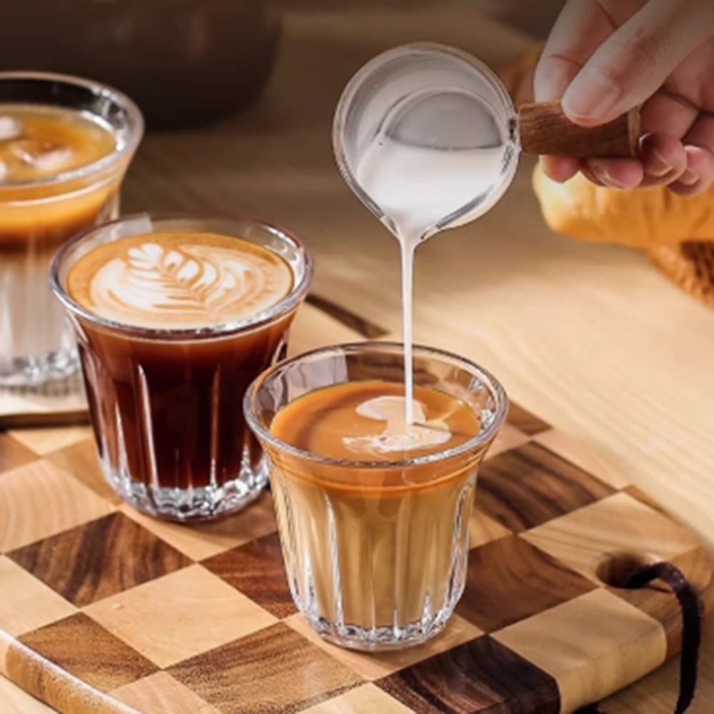 พร้อมจัดส่ง｜ ถ้วยกาแฟ อิตาเลี่ยนเอสเปรสโซสกัดแก้วลาเต้ถ้วยออสเตรเลียสีขาวอารมณ์ทนความร้อนถ้วยแก้ว glass รูปที่ 2