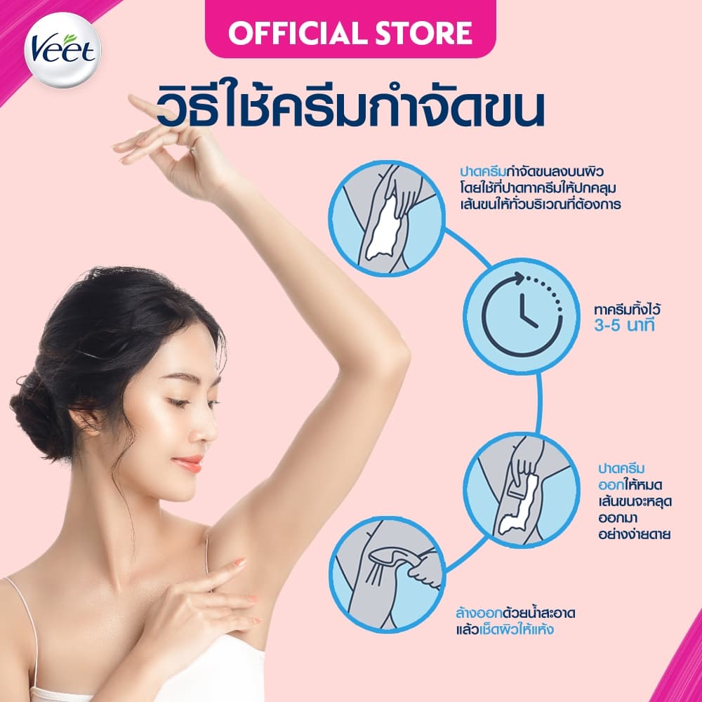 Veet วีท ครีมขจัดขน ขจัดขน สูตรอโลเวร่า สำหรับบอบบาง Hair Removal Cream ขนาด 25 กรัม รูปที่ 8