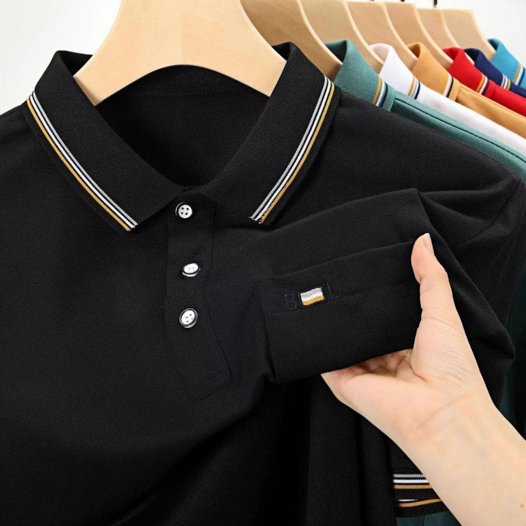 CLIFF -CODเสื้อโปโลผู้ชาย เสื้อเชิ้ตคอปก เสื้อลำลอง แมทช์ลุคง่าย สีล้วน มีกระเป๋า เลือกได้หลายสี รูปที่ 8