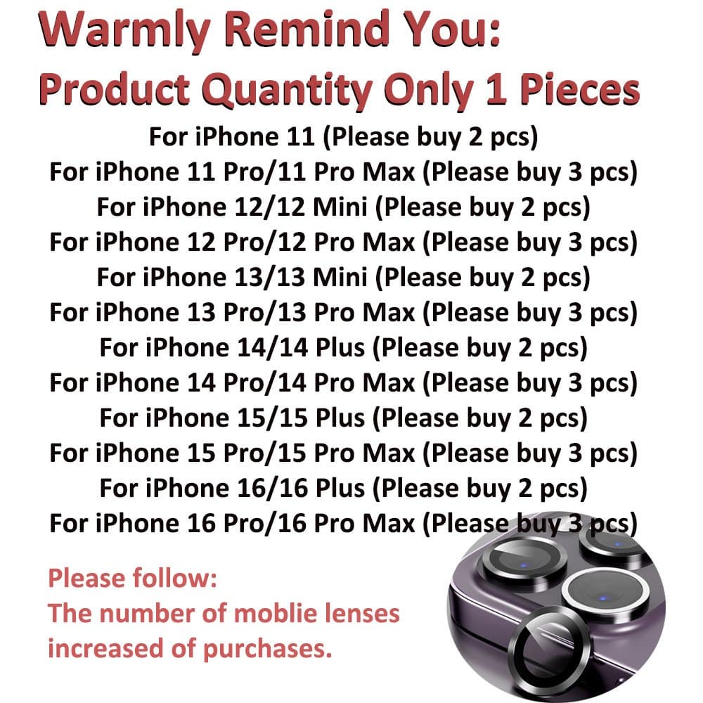 เลนส์กล้อง เลนส์กล้อง For iPhone 11 12 13 14 15 16 Pro Max Plus Mini ฟิลฺมกล้องกันรอย ฟิล์มกล้องวงแหวนครอบ รูปที่ 9